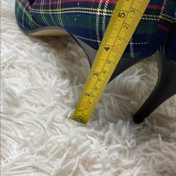 BETTYE MULLER ANN MARIANO PLAID MARY JANE PUMPS GREEN BLUE Size 10 - Picture 7 of 12